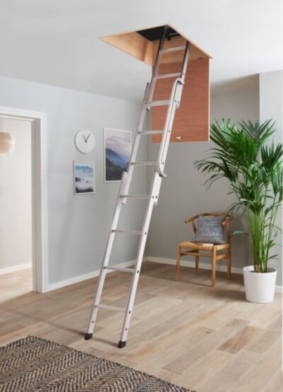 an extended loft ladder