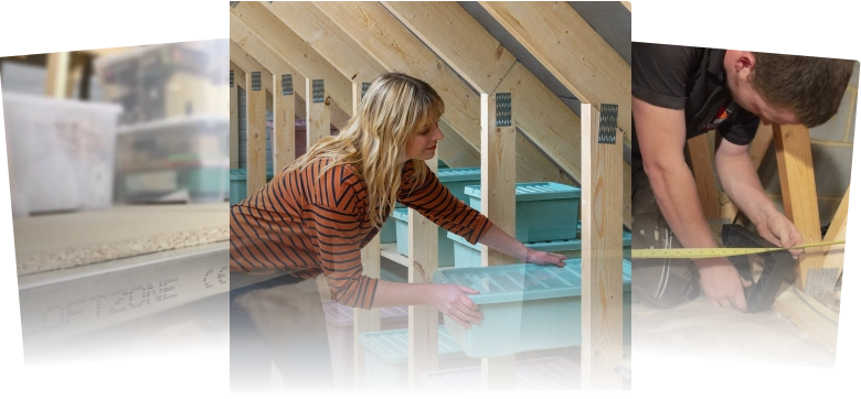 tiled image gallery of loftzone products being installed